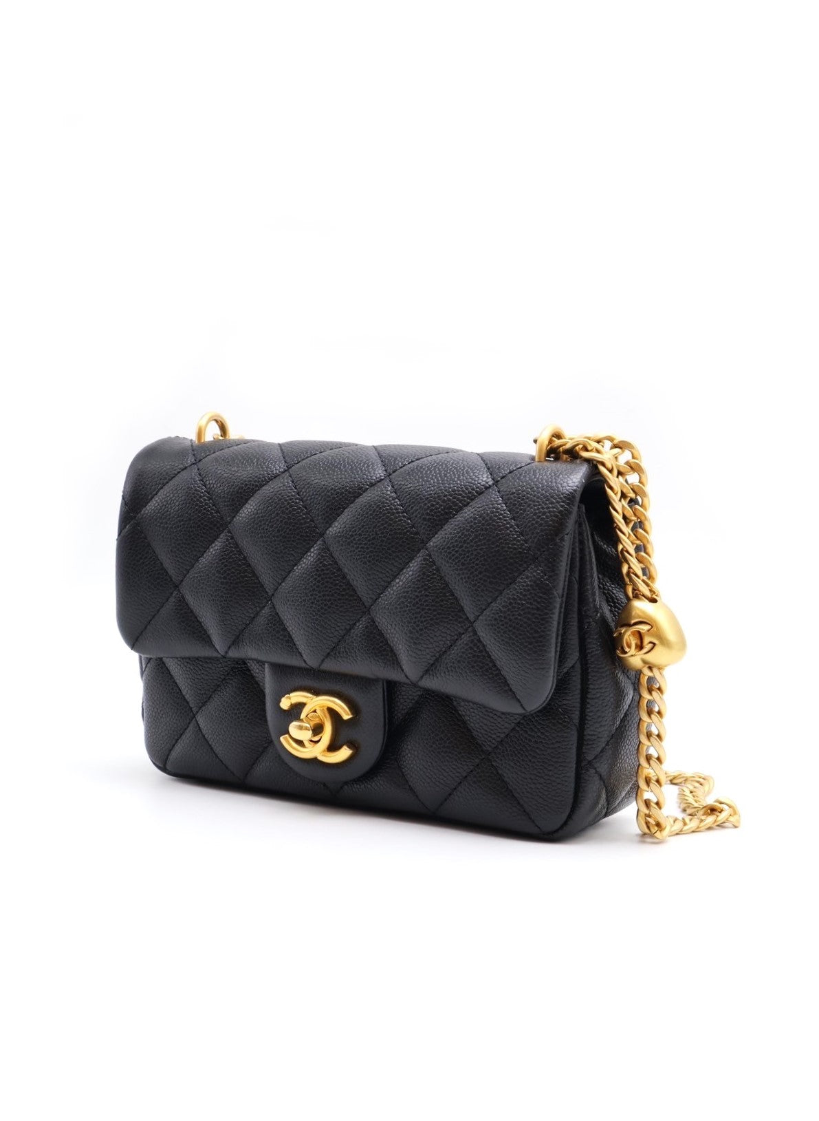 CHANEL 愛心調節釦口蓋包 19 - 粒面牛皮黑金