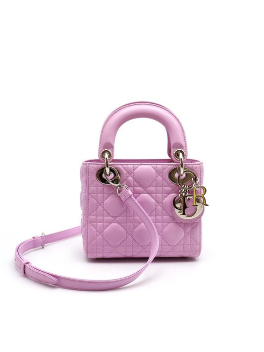 DIOR Lady dior 藤格紋戴妃包 - mini粉紫