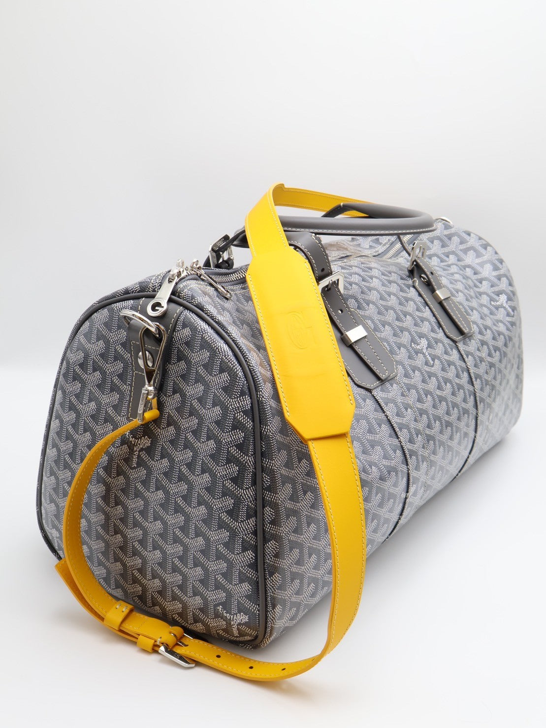 GOYARD Boston波士頓旅行袋 45 - 灰配黃背帶