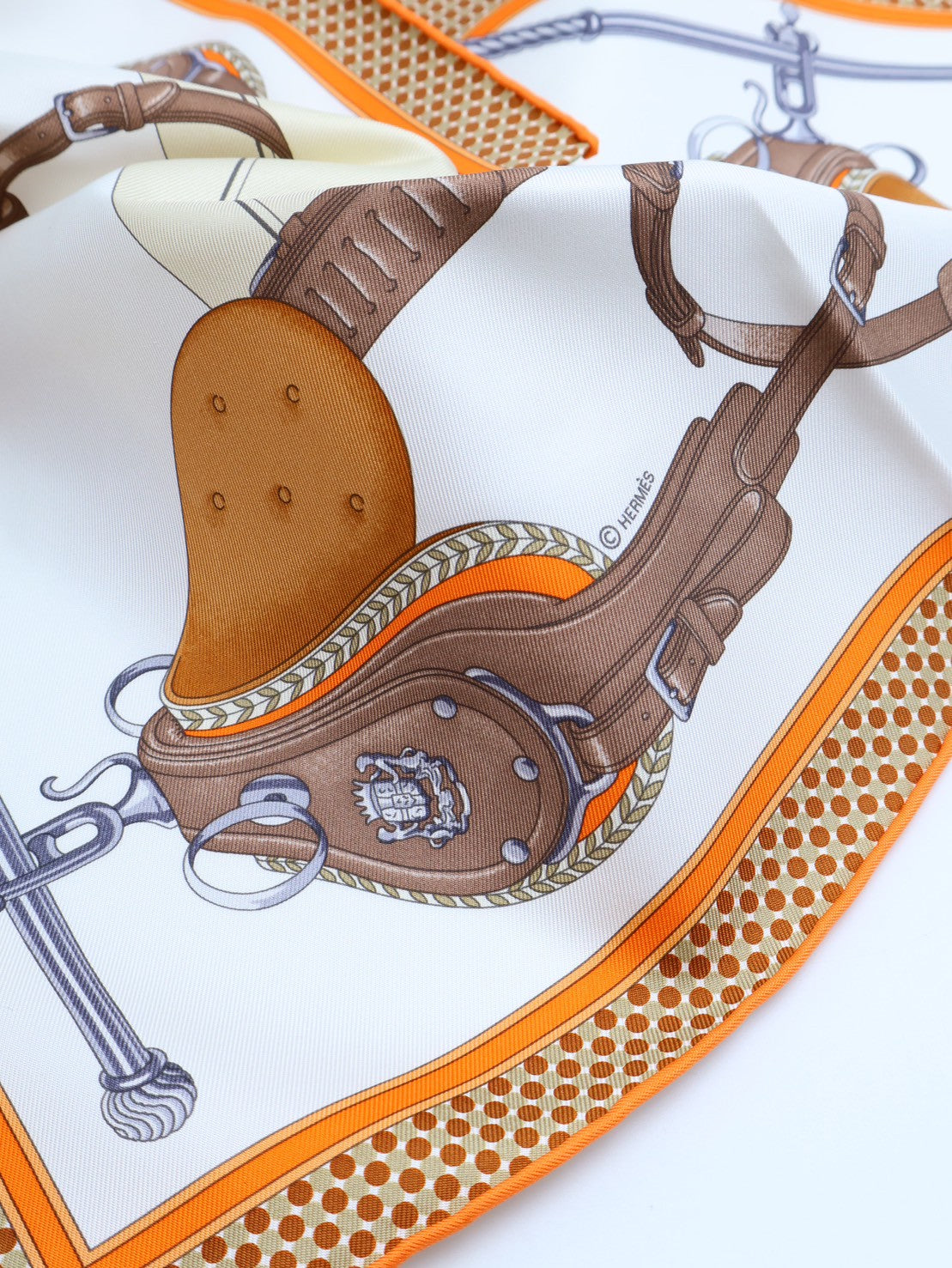 HERMES Carrick a pompe卡里克爾馬車絲巾 45 - 橘