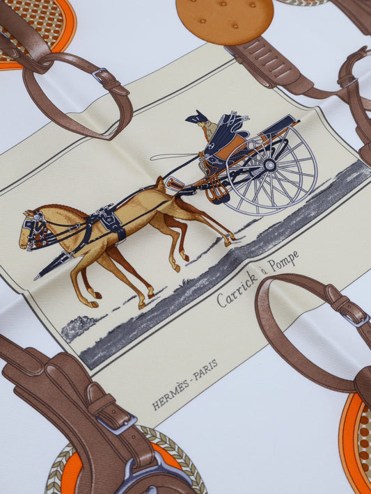 HERMES Carrick a pompe卡里克爾馬車絲巾 45 - 橘