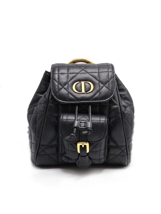 DIOR Caro藤格紋後背包小號 - 黑金