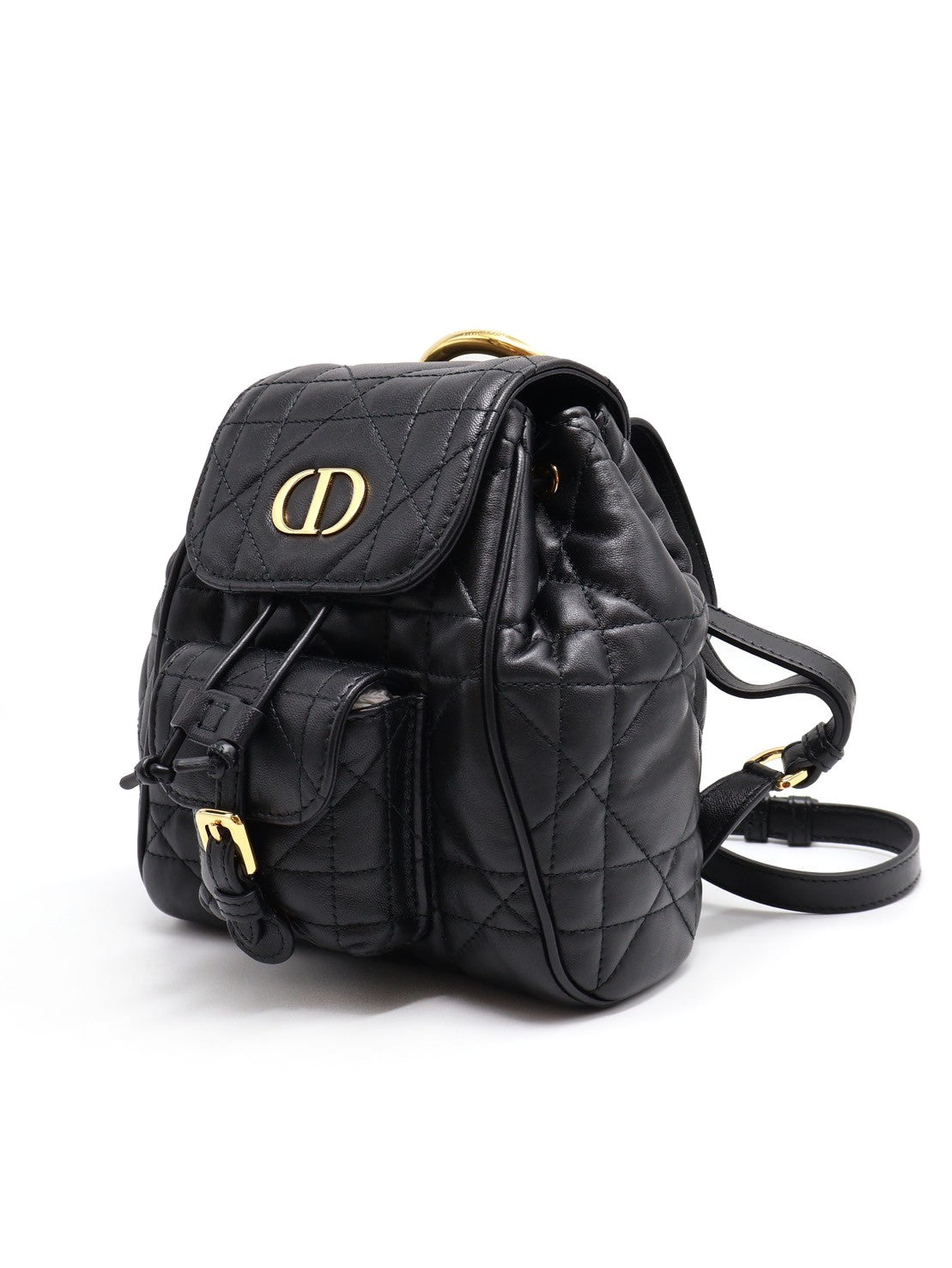 DIOR Caro藤格紋後背包小號 - 黑金