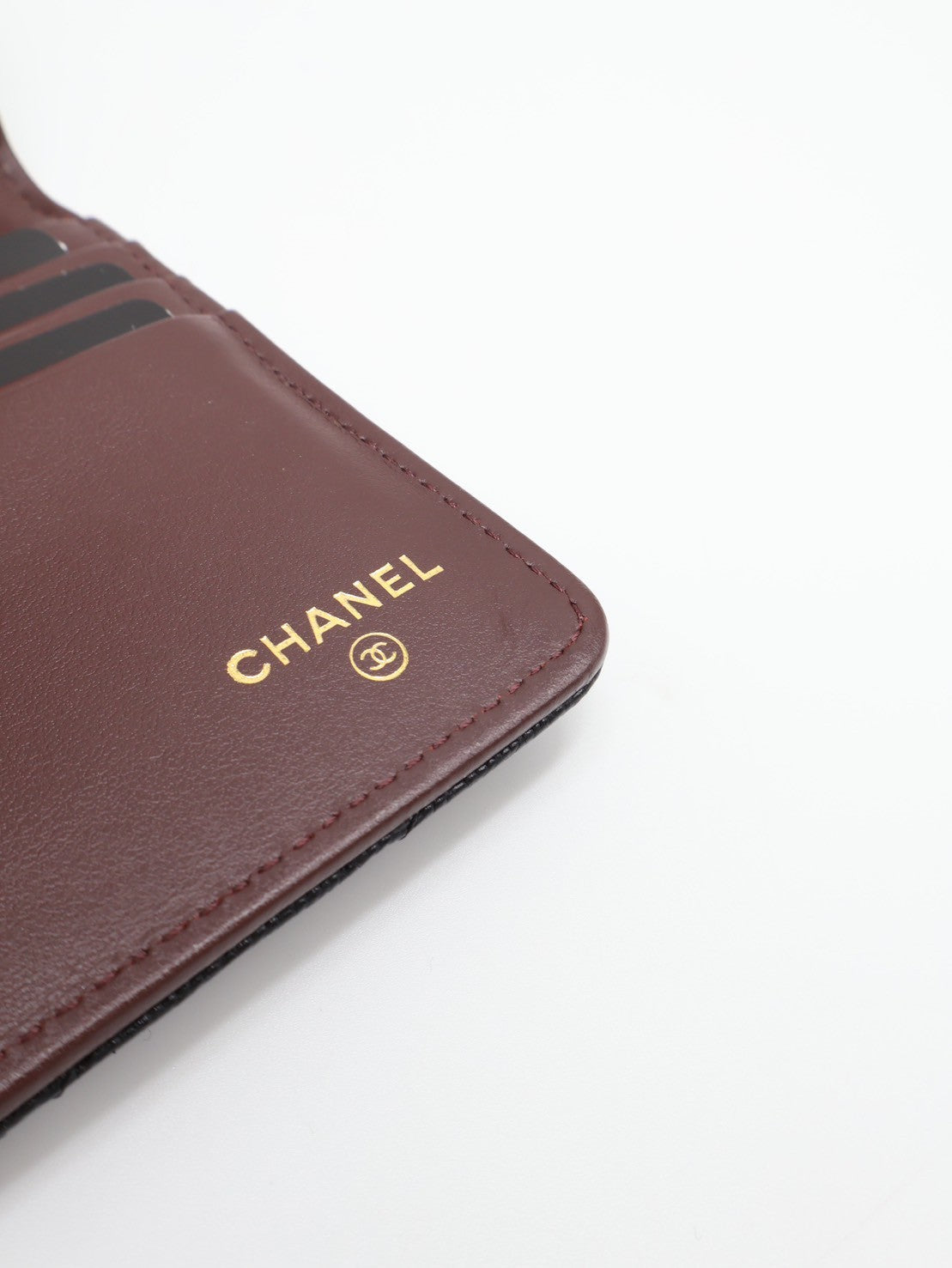 CHANEL 粒面牛皮雙折長夾 - 黑金