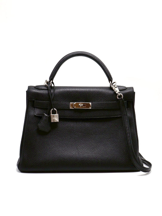 HERMES Kelly 32 - 黑銀 🅀