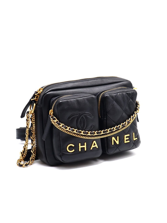 CHANEL 雙口袋炸藥包 - 小號黑金