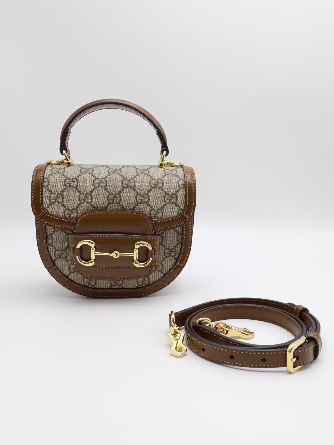 GUCCI Horsebit 1955馬銜釦雪人包 - 棕