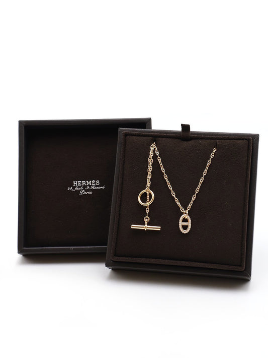 HERMES Farandole pendant豬鼻子鑽石項鍊 - 18K玫瑰金0.45carat
