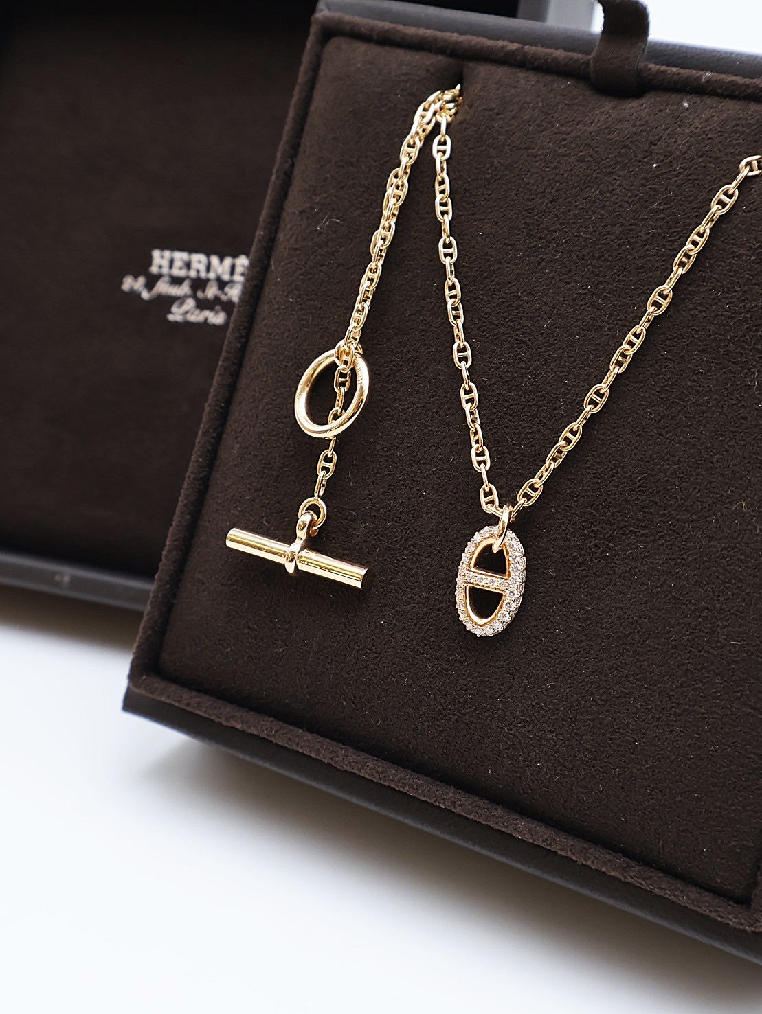 HERMES Farandole pendant豬鼻子鑽石項鍊 - 18K玫瑰金0.45carat