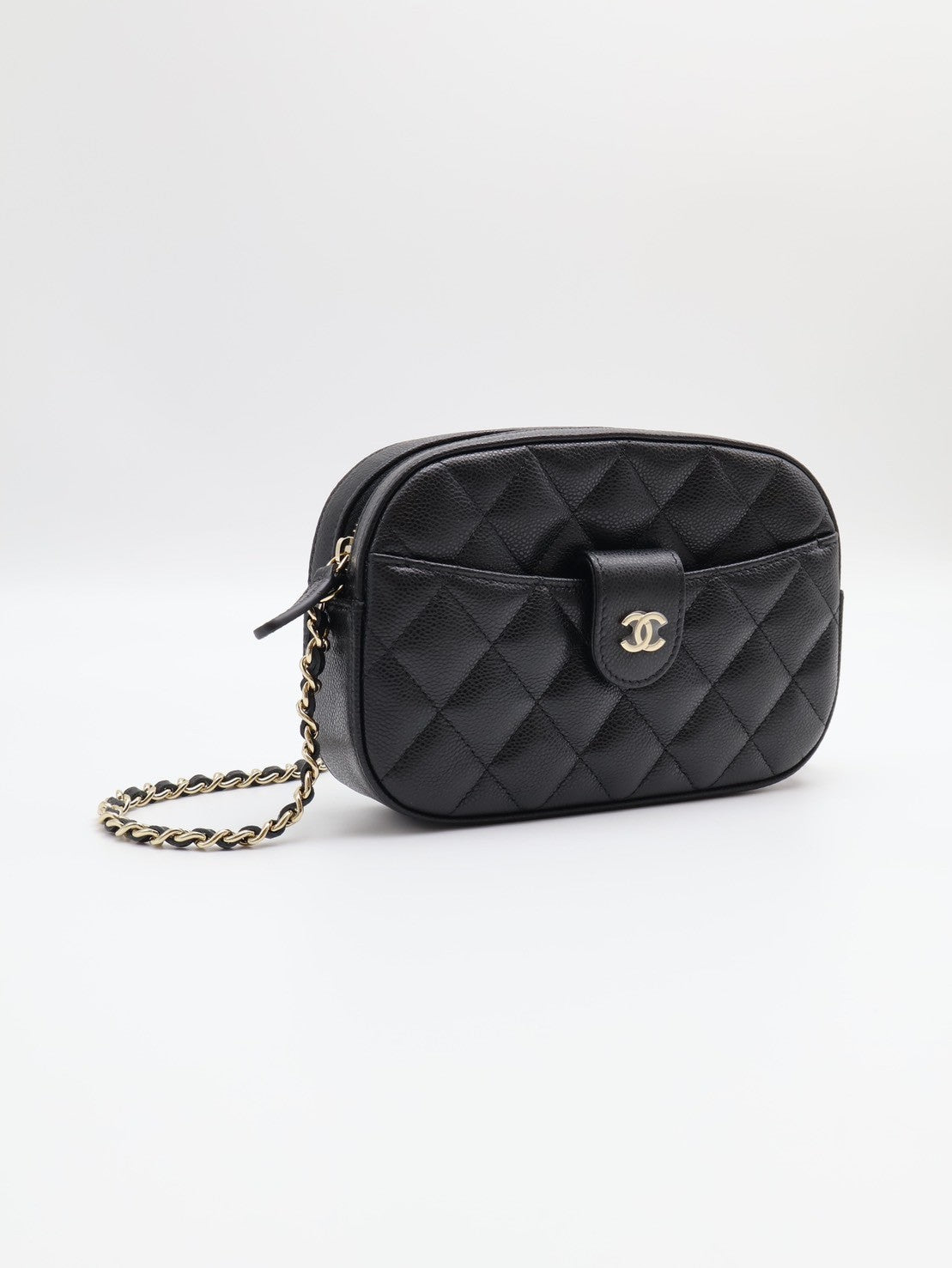 CHANEL 24S粒面牛皮相機包 - 黑金