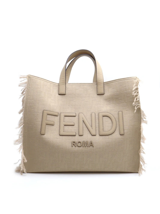 FENDI 大型流蘇Tote - 米