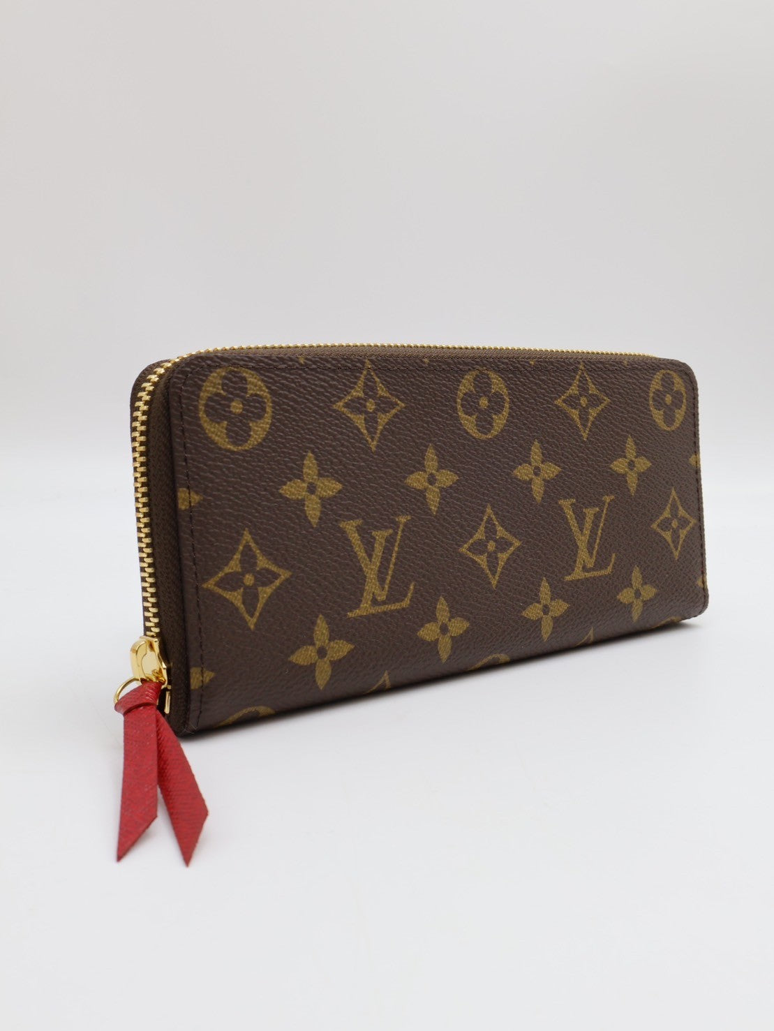 LOUIS VUITTON Clemence 老花拉鍊長夾 - 紅