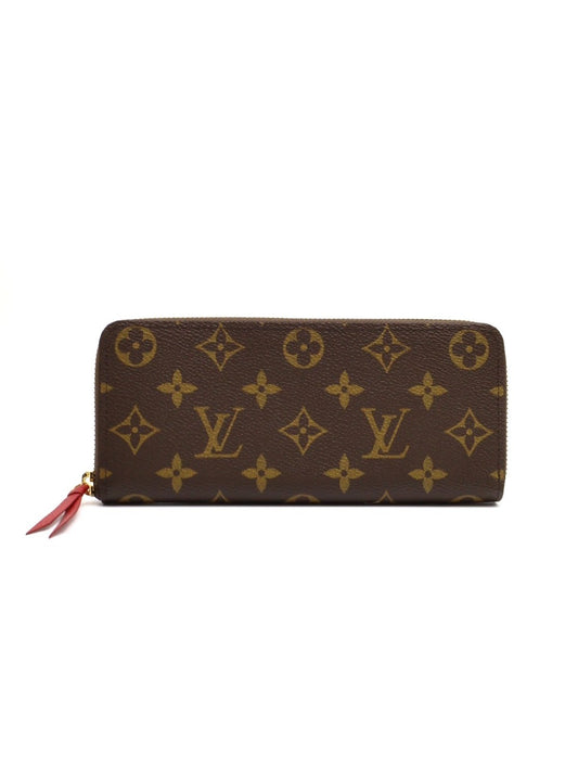 LOUIS VUITTON Clemence 老花拉鍊長夾 - 紅