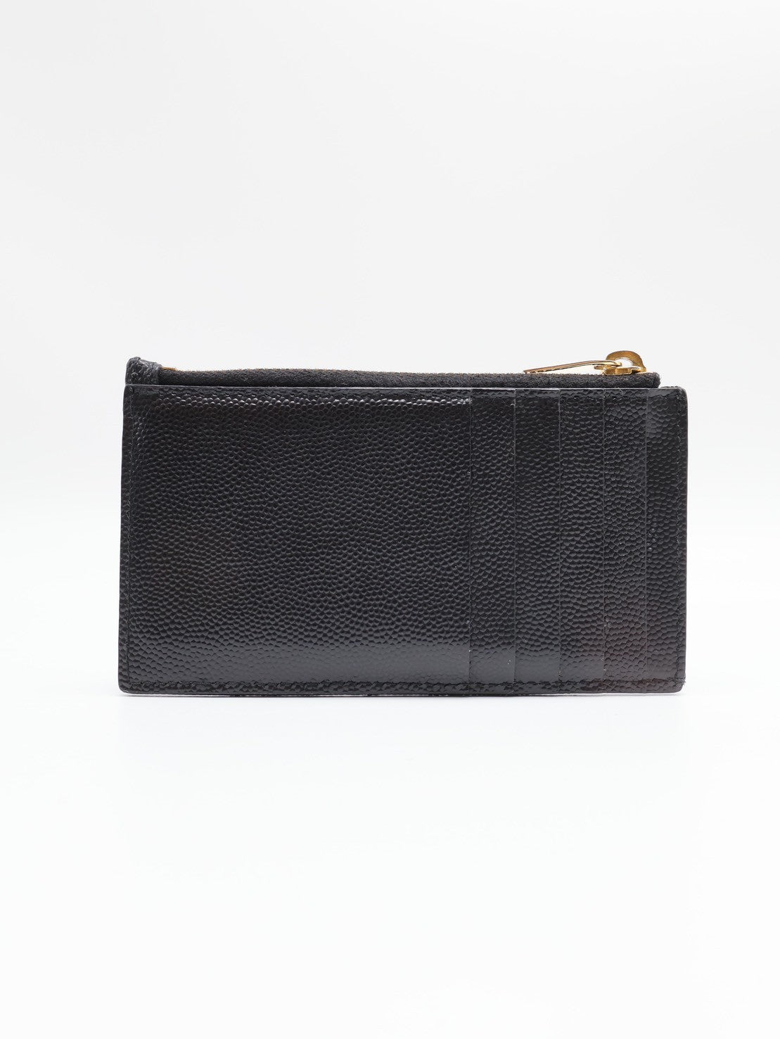 YSL Cassandre matelasse V字絎縫拉鍊卡包 - 黑金