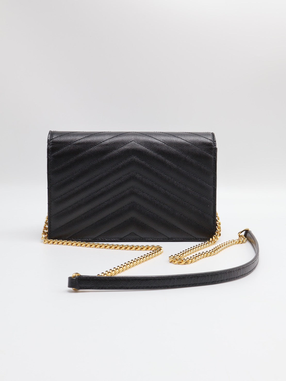YSL 經典V紋信封WOC - 黑金