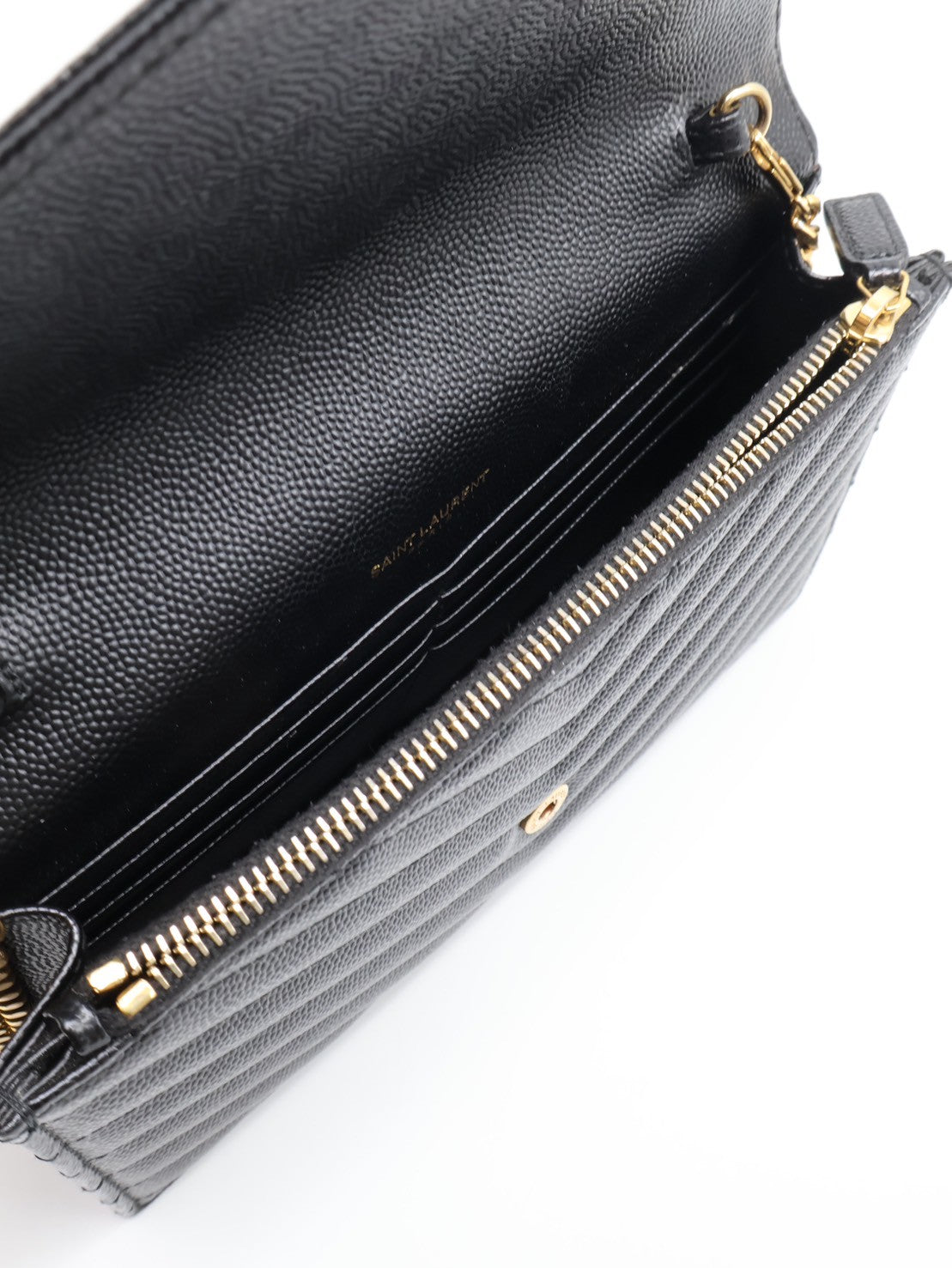YSL 經典V紋信封WOC - 黑金