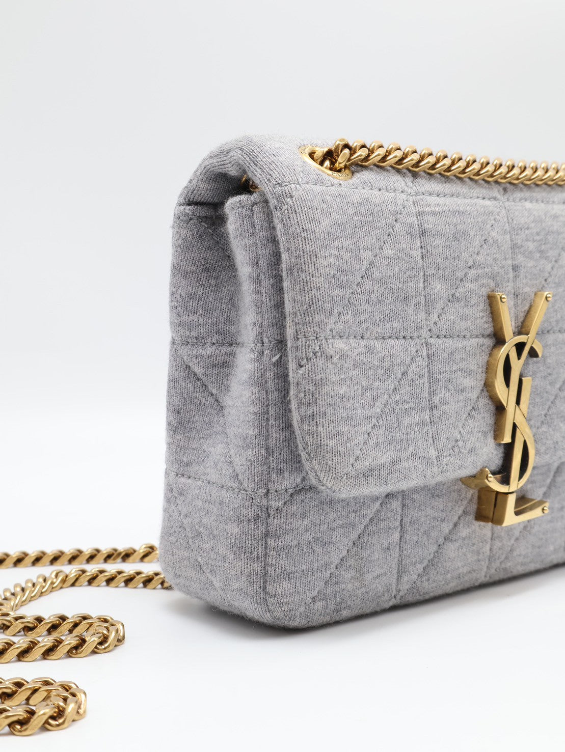 YSL 羊絨豆腐包 - mini灰金