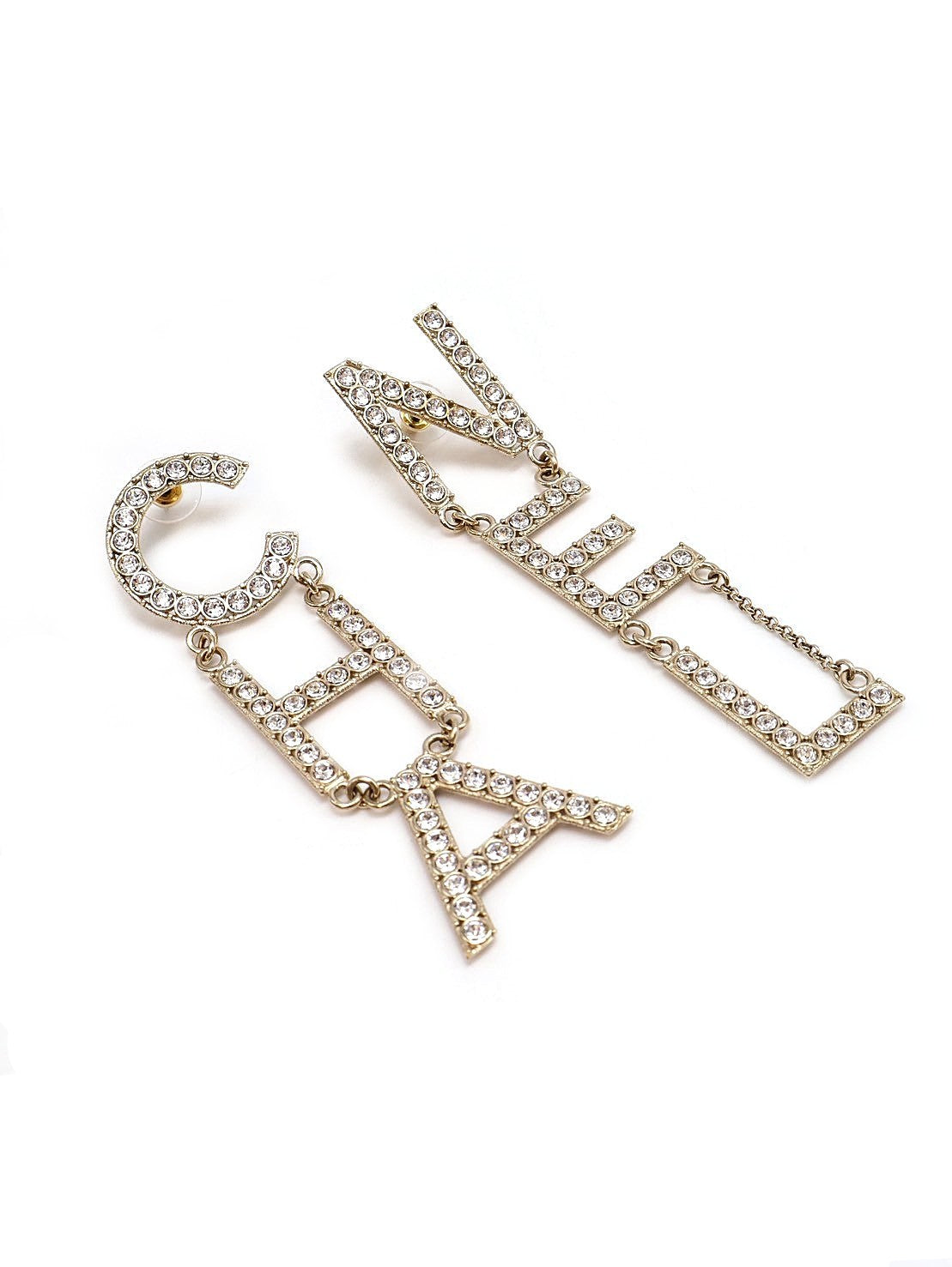 CHANEL 經典水鑽字母耳環