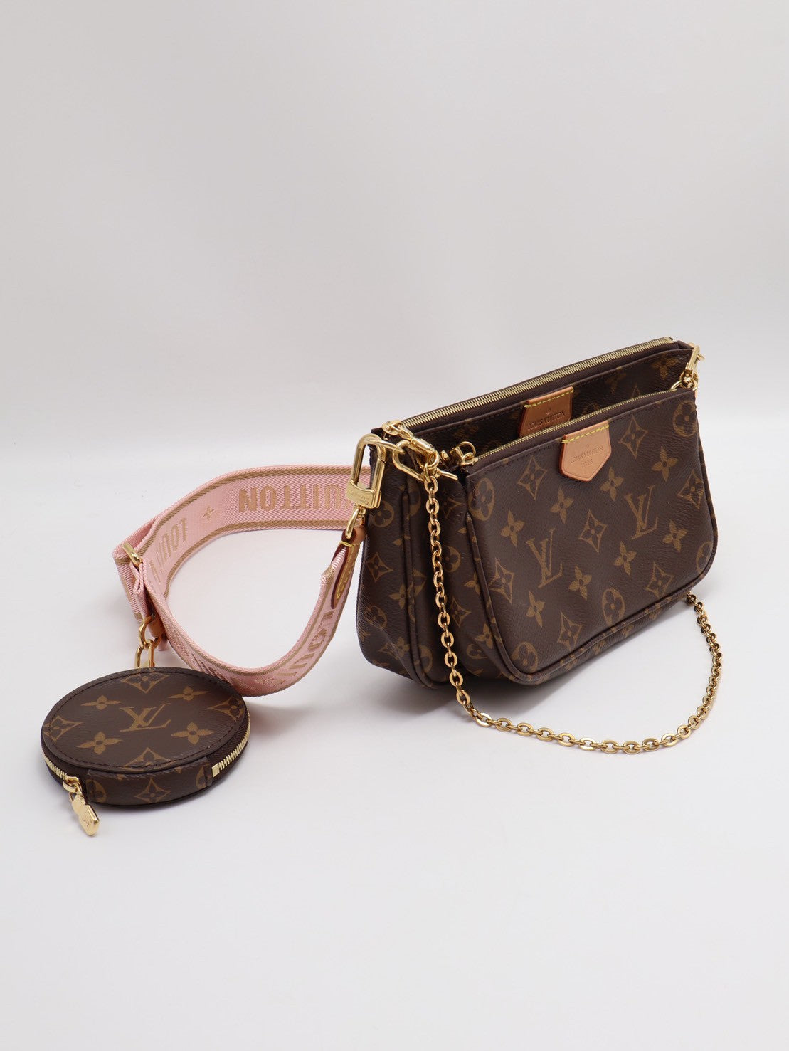 LOUIS VUITTON 三合一老花麻將包 - 粉