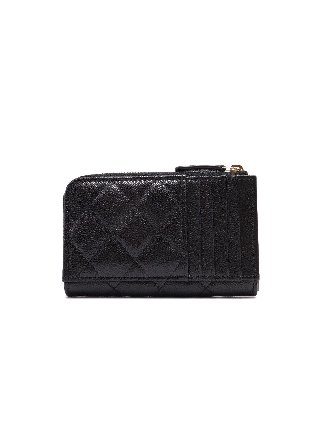 CHANEL L型拉鍊零錢卡片包 - 黑金