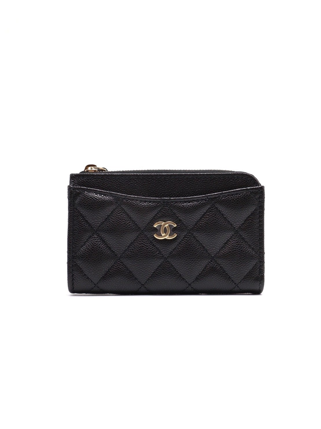 CHANEL L型拉鍊零錢卡片包 - 黑金