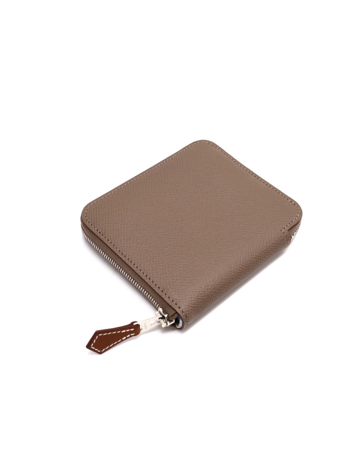 HERMES Silk'in 絲巾拉鍊短夾 - 大象灰 / 自由之城 W