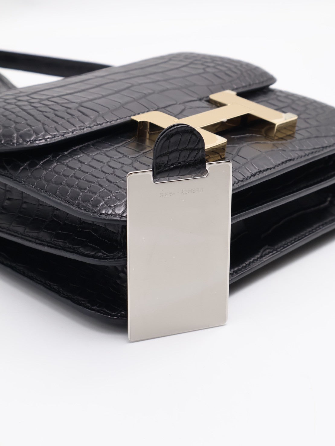 HERMES Mini constance 19 - 鱷魚皮黑金 B