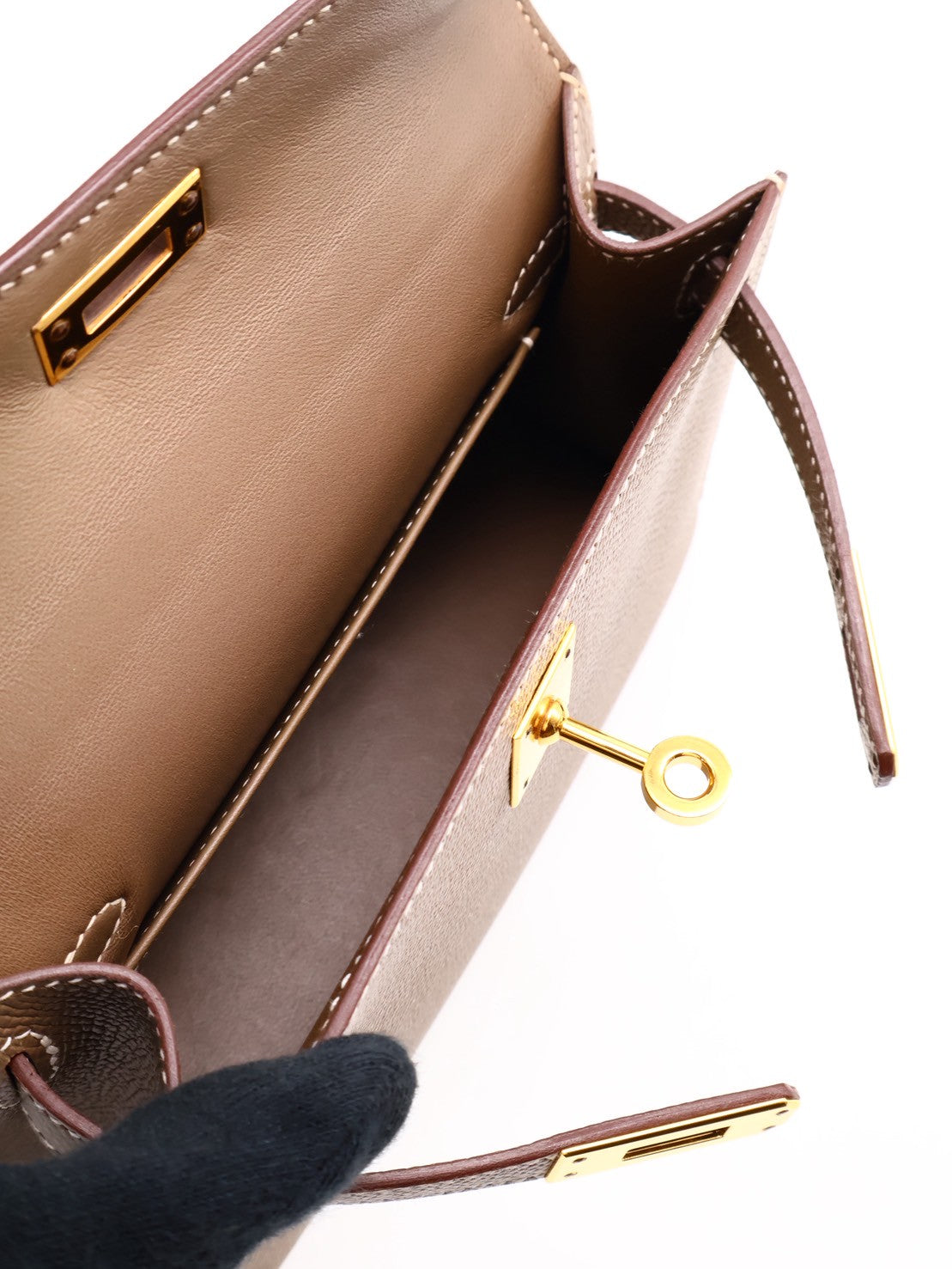 HERMES Mini kelly ll - 灰金 U