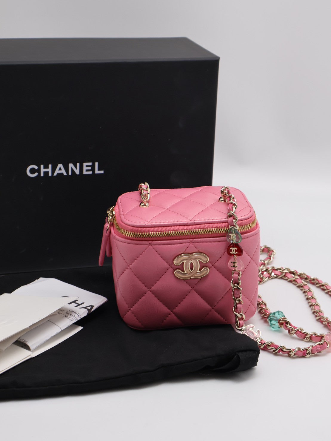 CHANEL 23P果凍串珠小盒子 - 粉金