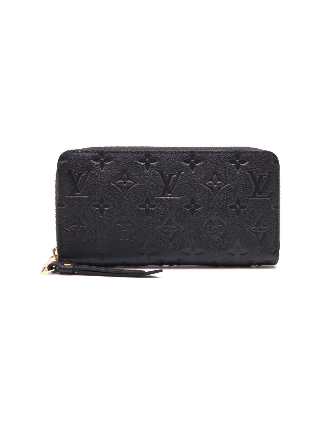 LOUIS VUITTON 壓紋牛皮拉鍊長夾 - 黑
