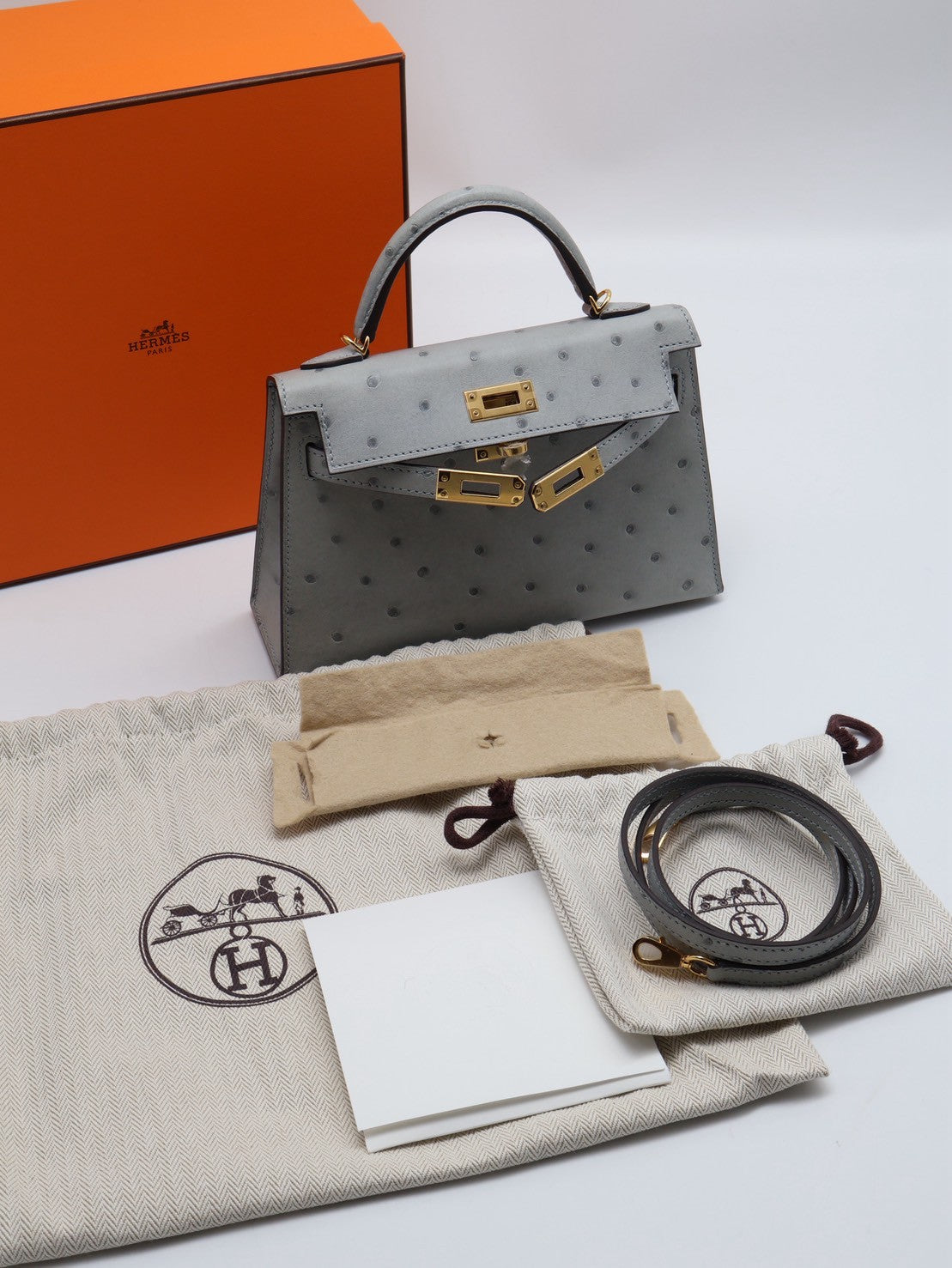 HERMES Mini kelly ll - 冰川藍金 U
