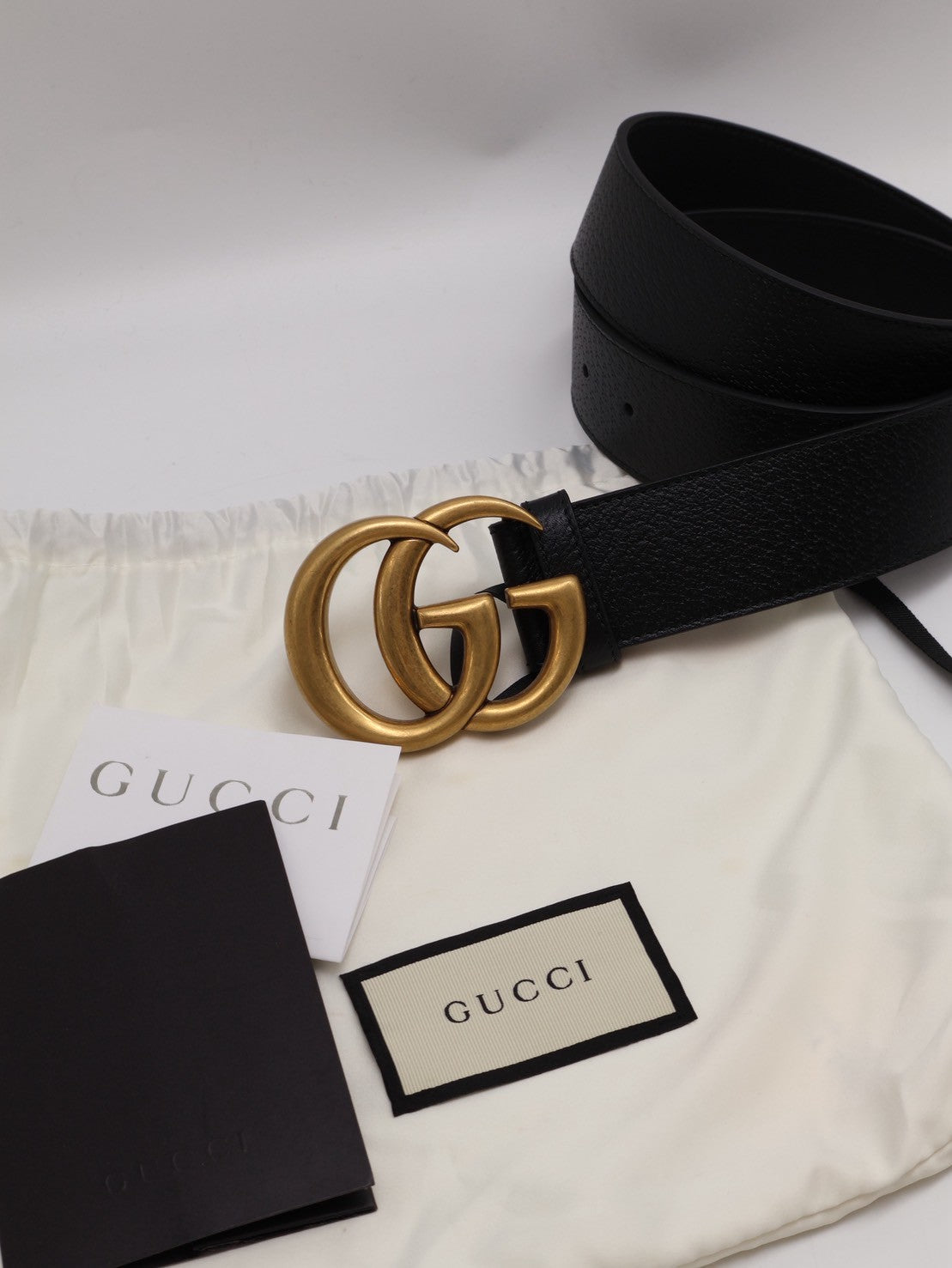 GUCCI 經典雙G腰帶 - 黑 85