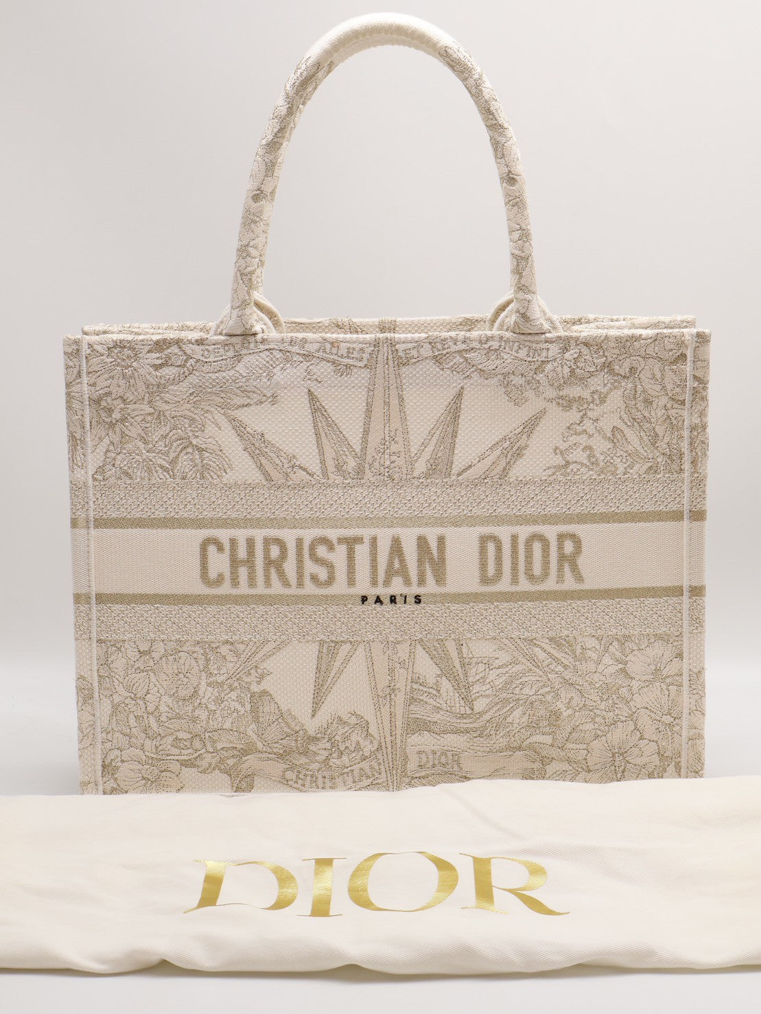 DIOR 刺繡無限夢境Tote - 中號白金