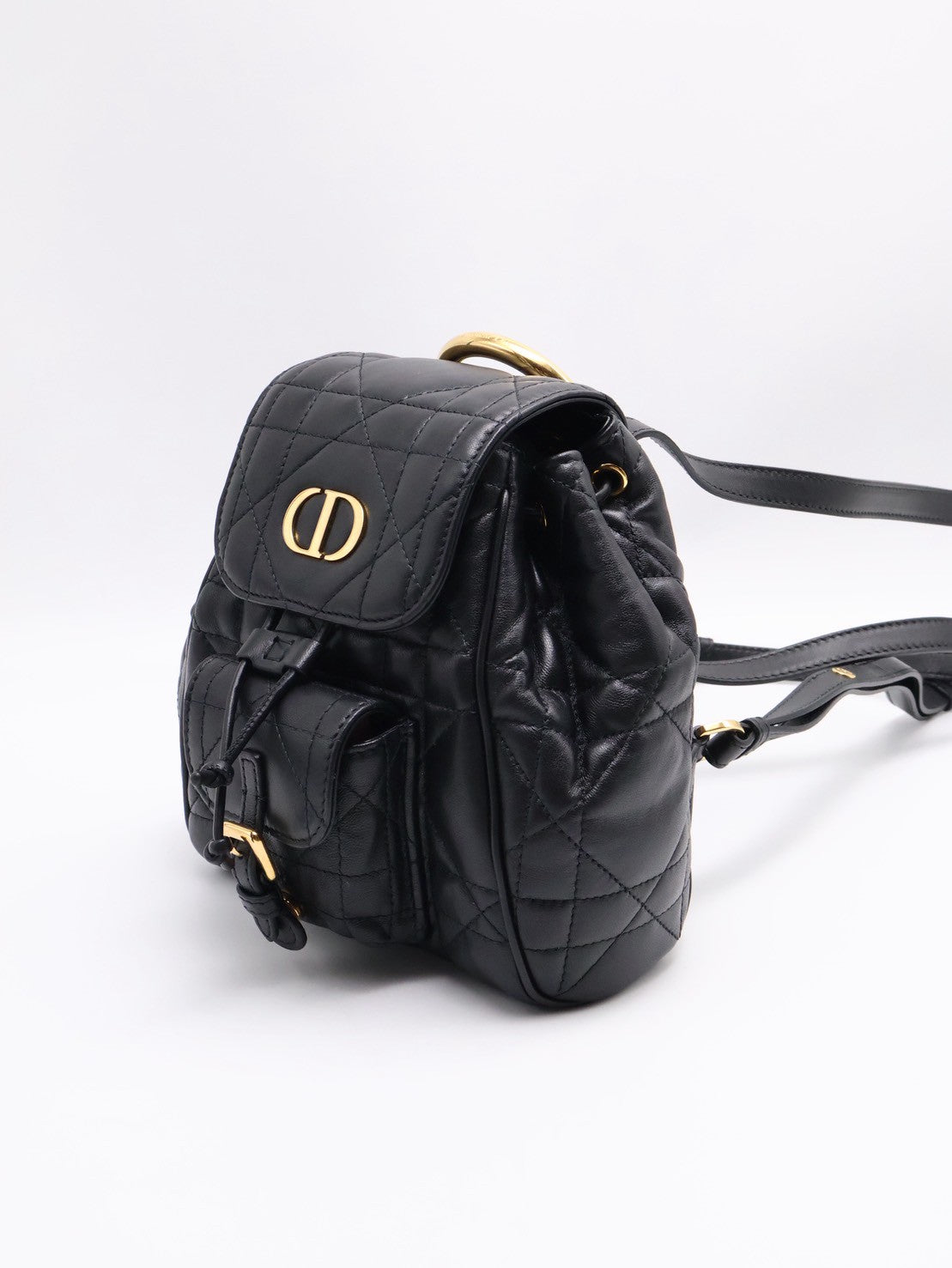 DIOR Caro藤格紋後背包小號 - 黑金