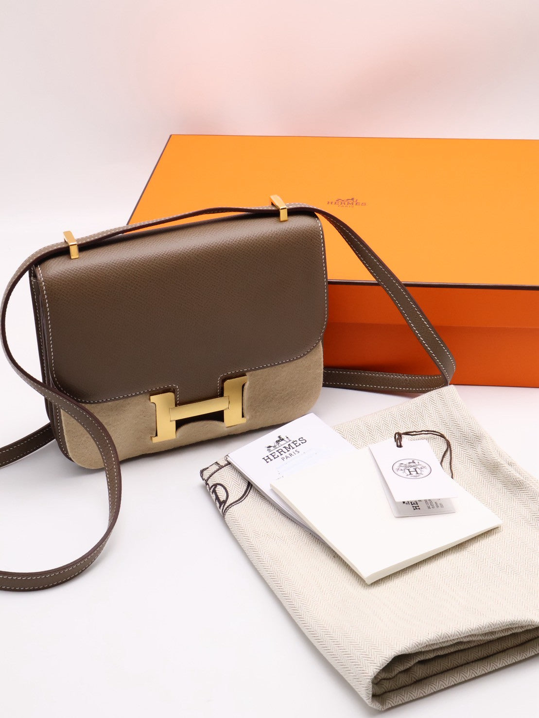 HERMES Mini constance 19 - 灰金 Z