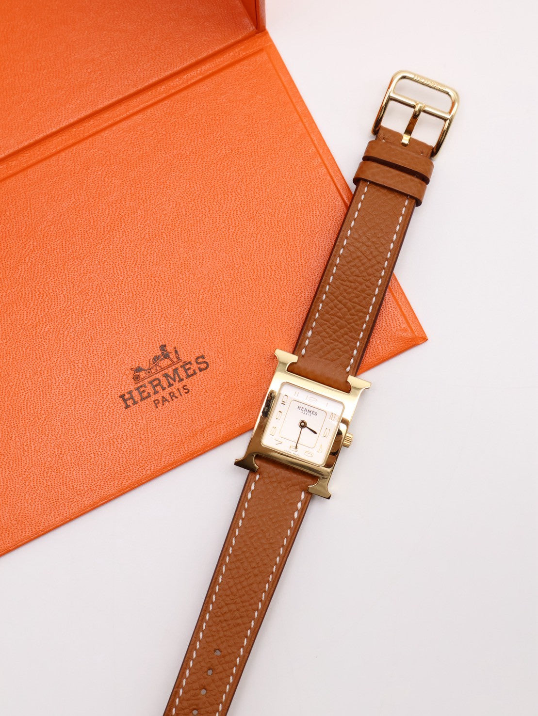 HERMES Heure H腕錶 - 金棕金 25