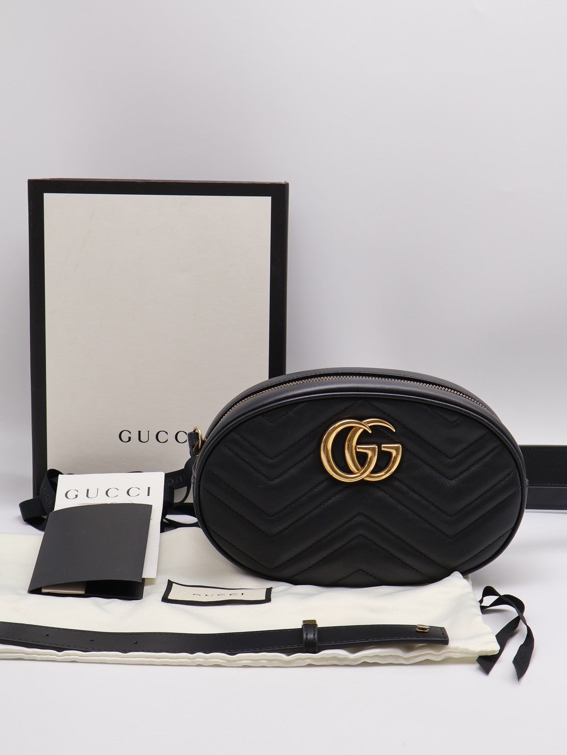 GUCCI Marmont腰包 - 大號黑金 95