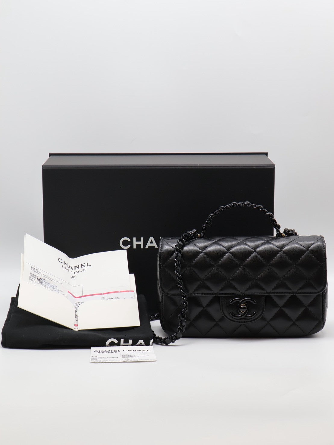 CHANEL 25C漆皮手柄Handle Mini CF - So Black