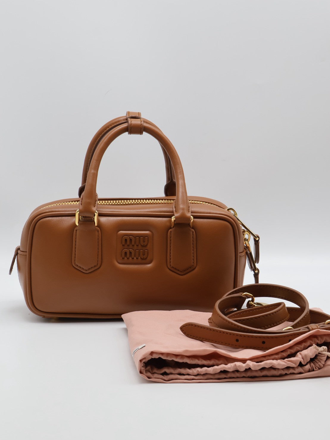 Miu Miu - Arcadie保齡球包 - 小號焦糖棕