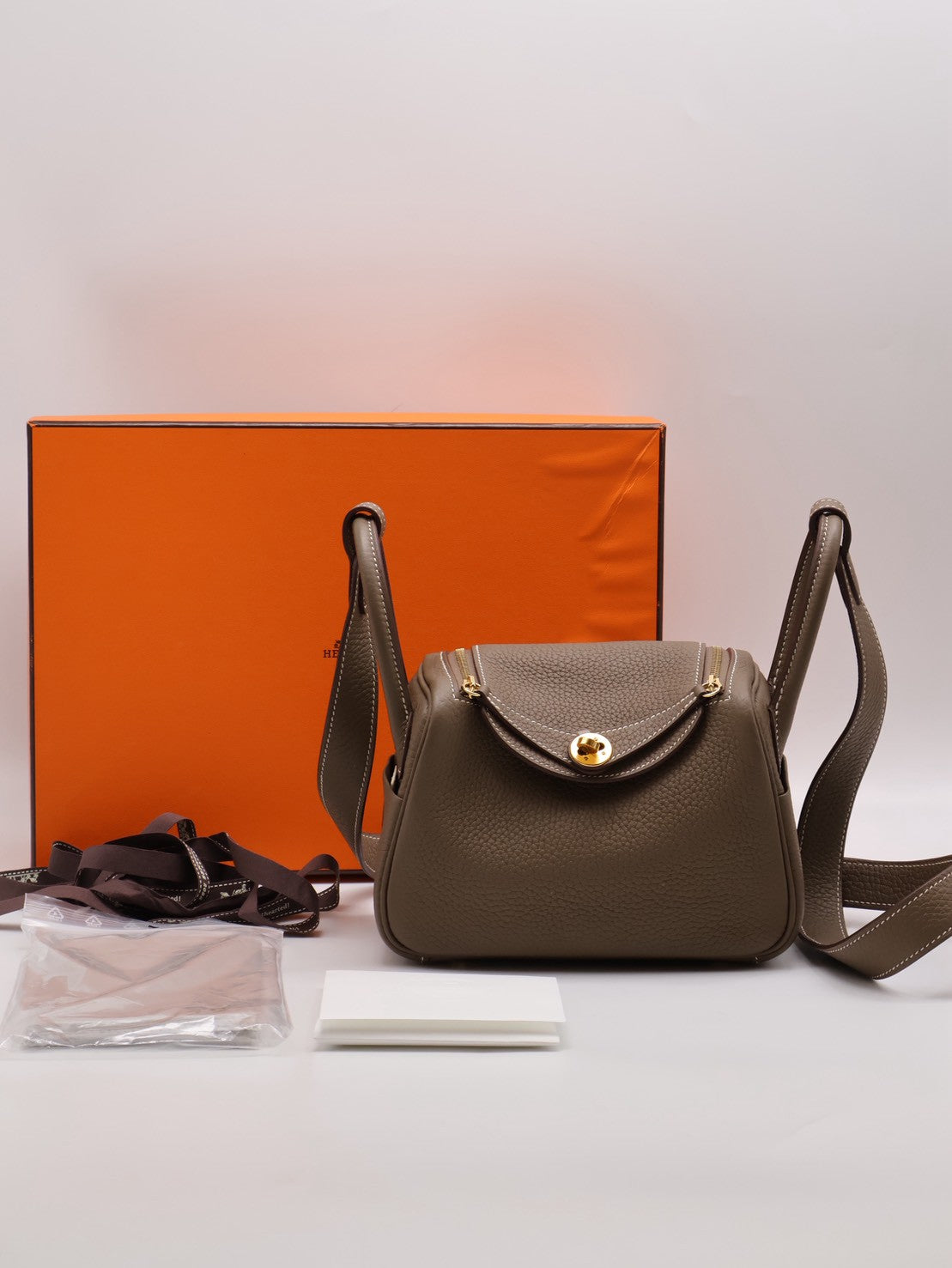 HERMES Mini Lindy - Etoupe 18 大象灰金 Z