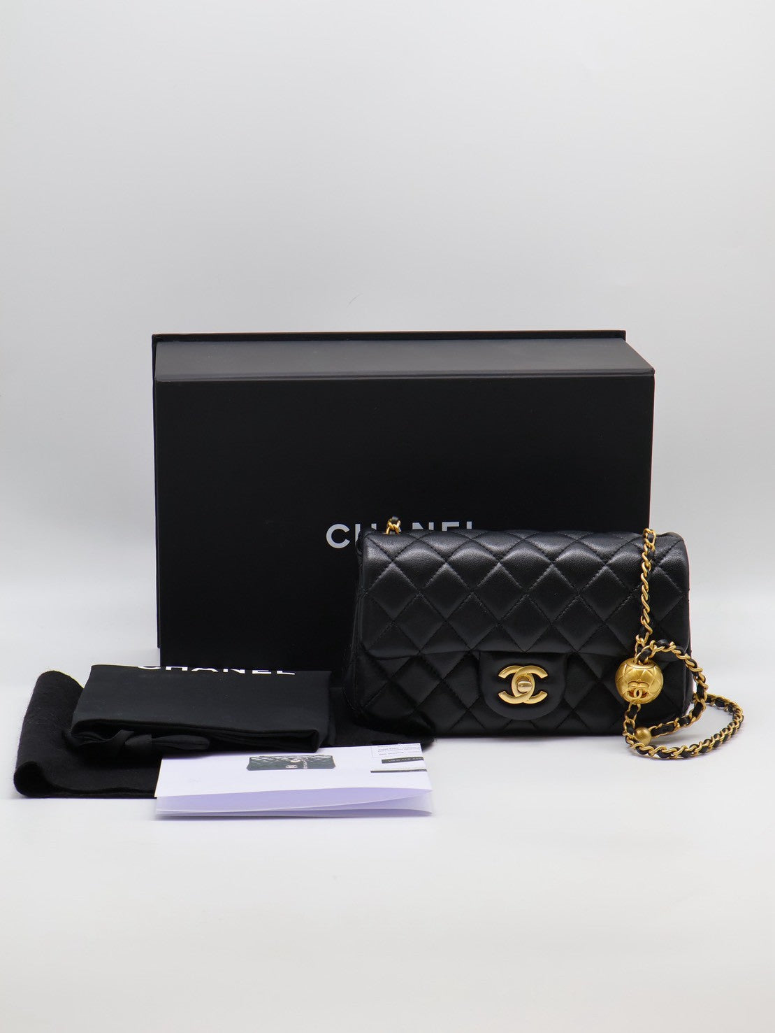 CHANEL 經典口蓋包Mini CF20 - 金球黑金