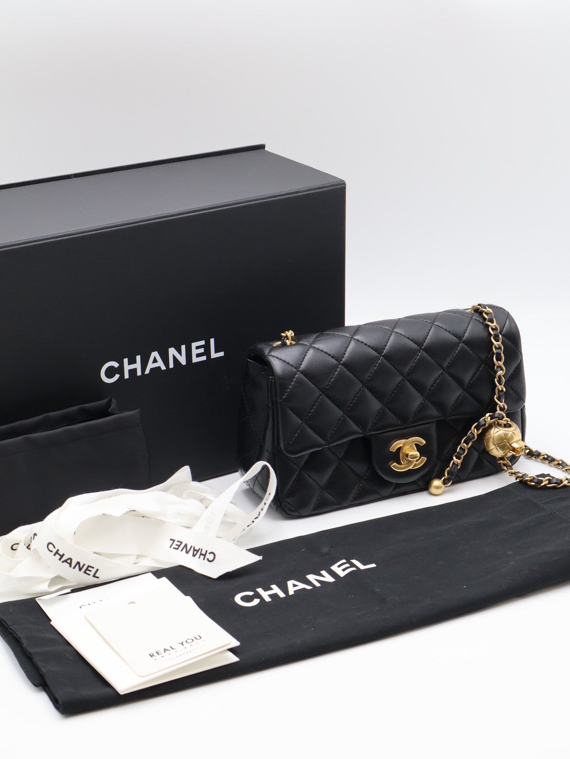 CHANEL 經典口蓋包Mini CF20 - 金球黑金
