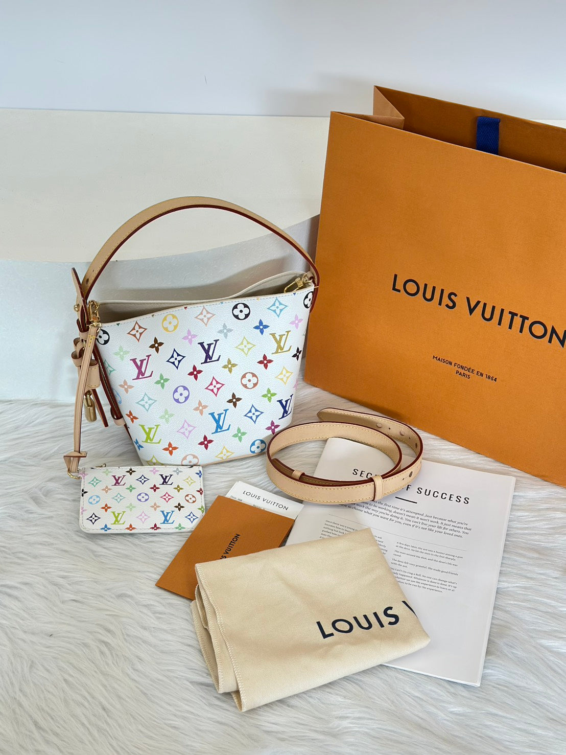 LOUIS VUITTON x 村上隆聯名款All in BB水桶包 - 白三彩