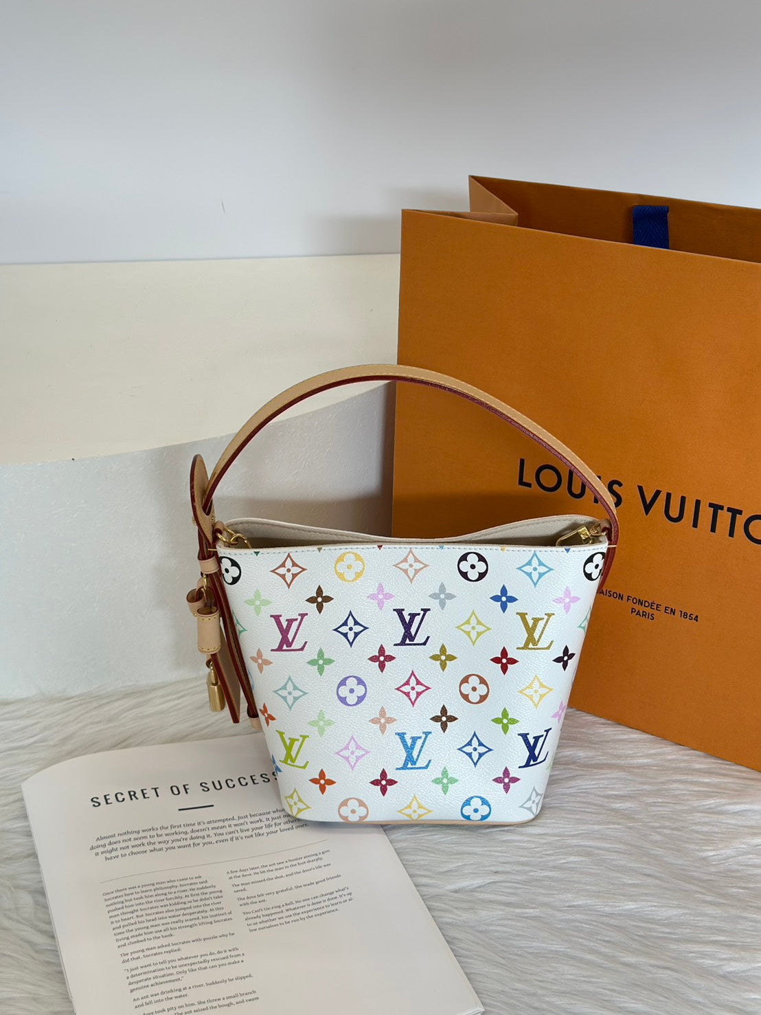 LOUIS VUITTON x 村上隆聯名款All in BB水桶包 - 白三彩