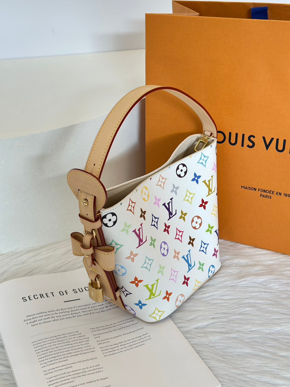LOUIS VUITTON x 村上隆聯名款All in BB水桶包 - 白三彩