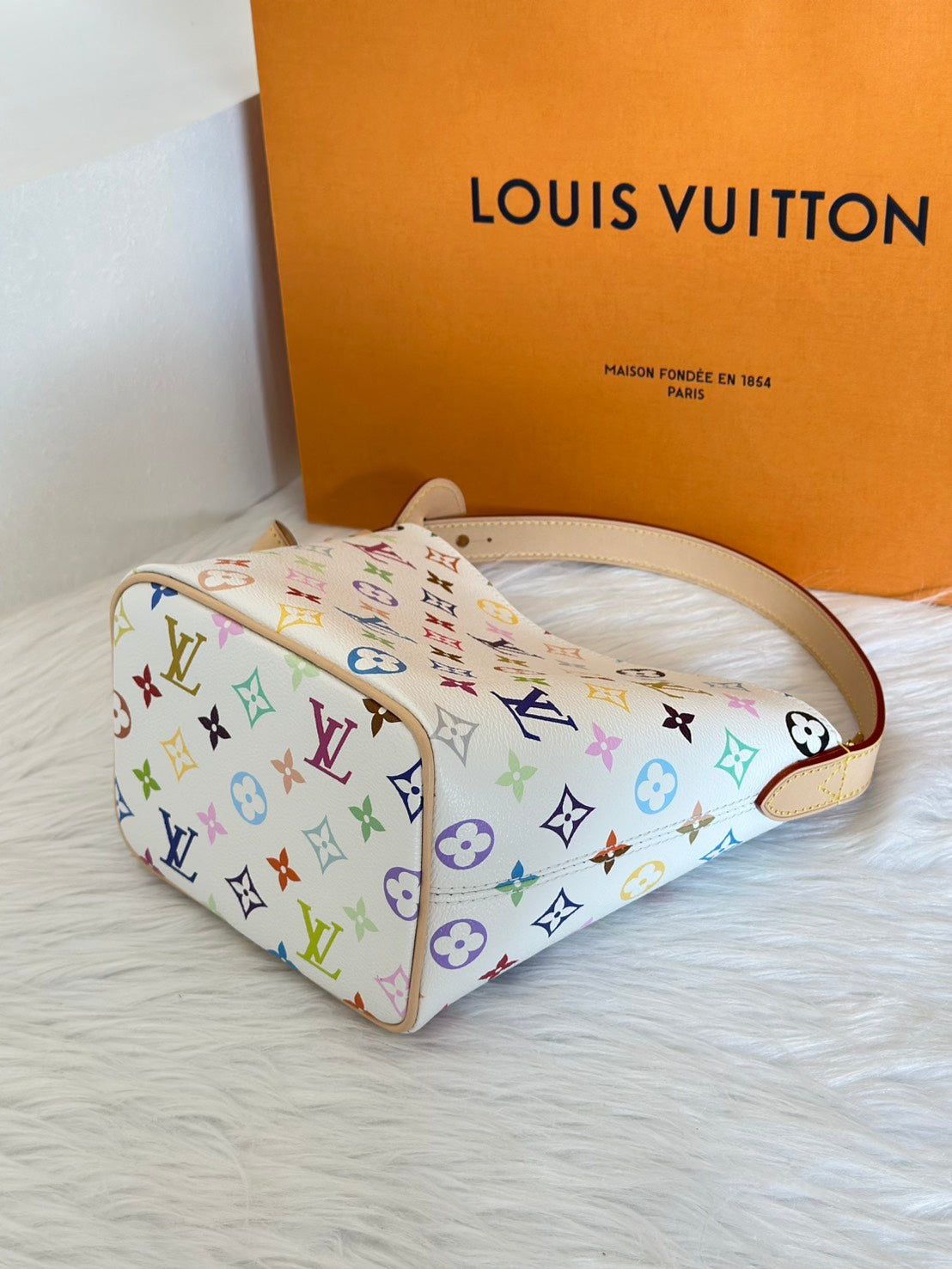 LOUIS VUITTON x 村上隆聯名款All in BB水桶包 - 白三彩