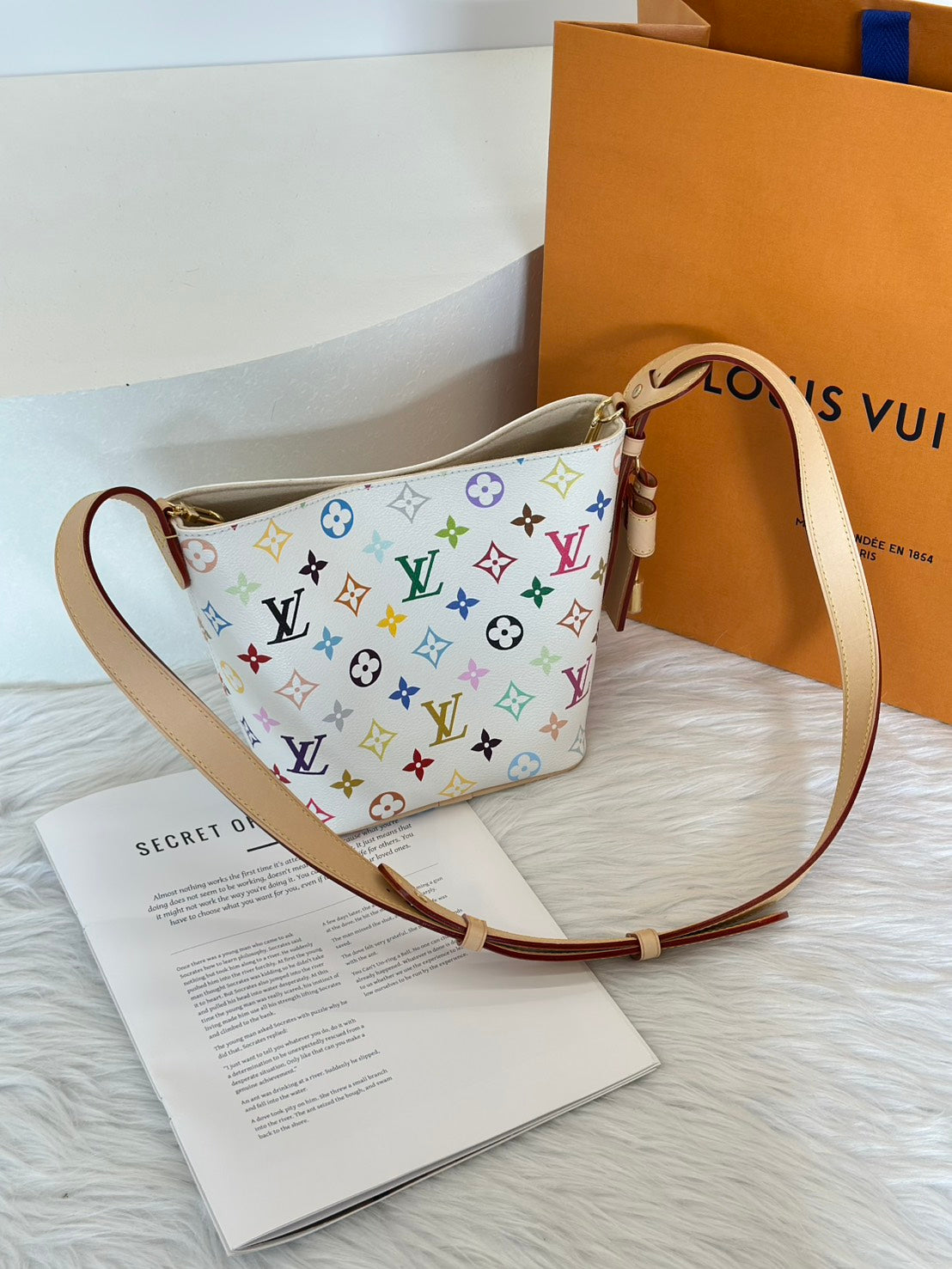 LOUIS VUITTON x 村上隆聯名款All in BB水桶包 - 白三彩