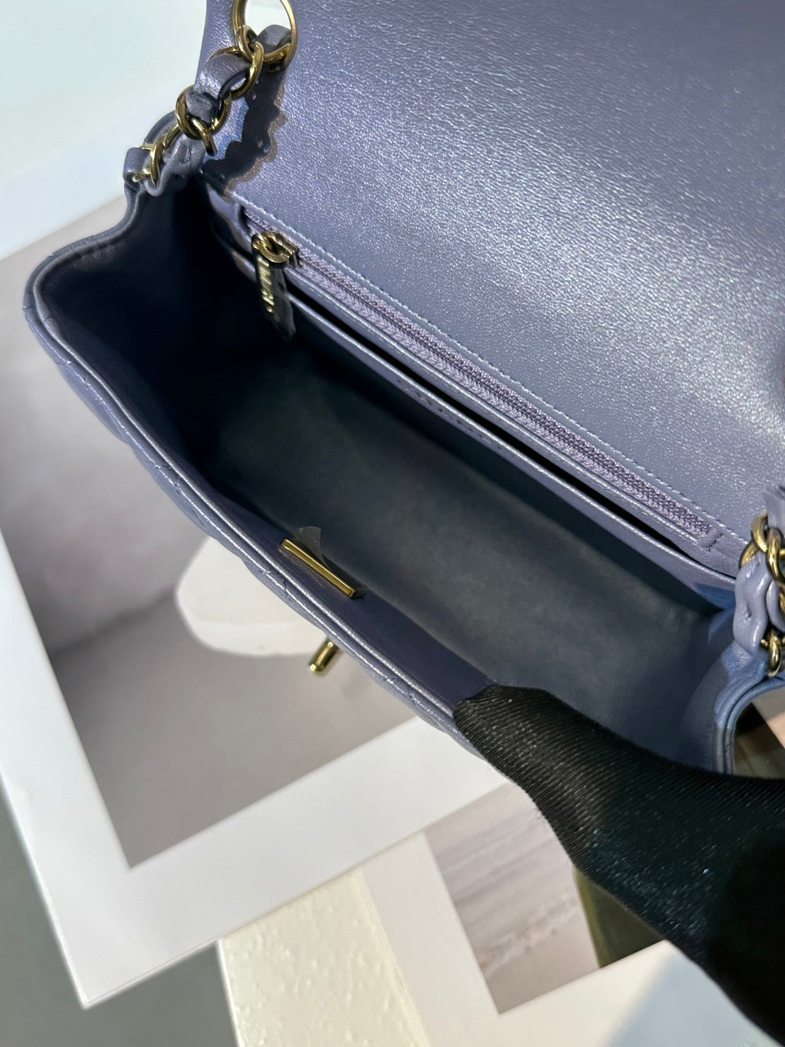 CHANEL 經典口蓋包方胖子 17 - 珠光紫金