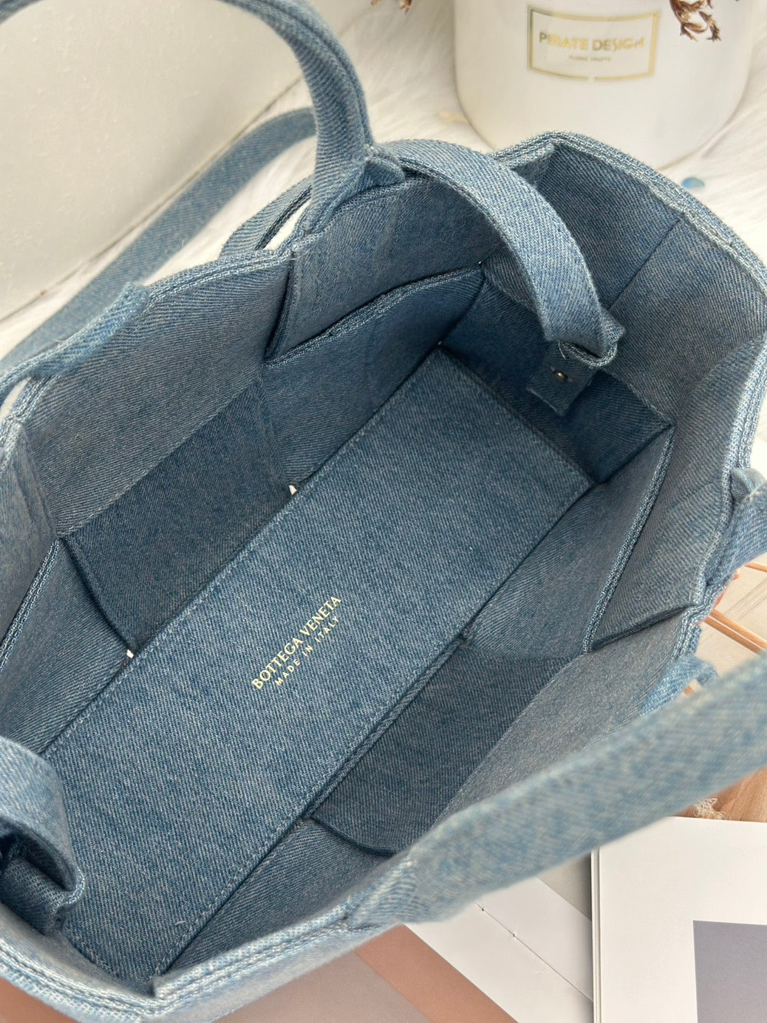 BOTTEGA VENETA Acro tote - 淺牛仔