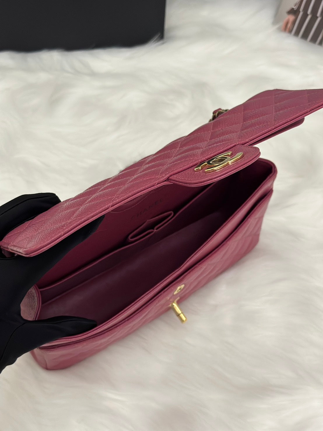 CHANEL 經典口蓋包 CF25 - 玫瑰粉金7開